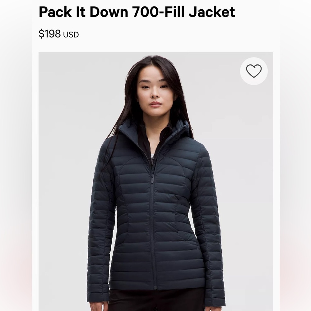 Lululemon puffer jacket Pack it Down size 8 black